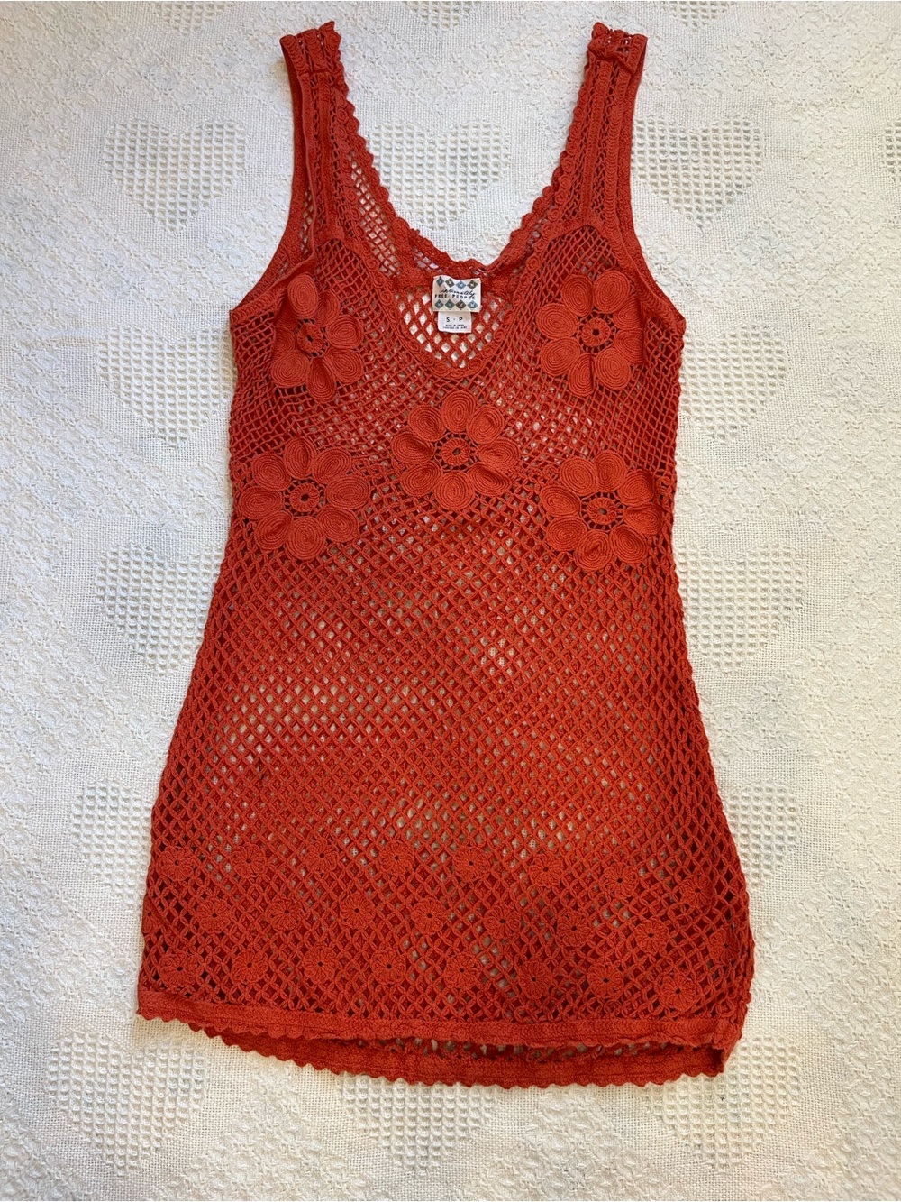 Free People Crochet Floral Fishnet Swim Coverup